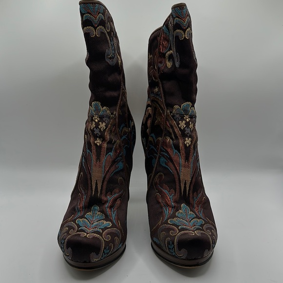 Rockwell Tharpe Sz 8 Passion Ranch Elegant Brown Heeled Boots Ornate‎ Embroidery - Picture 4 of 11